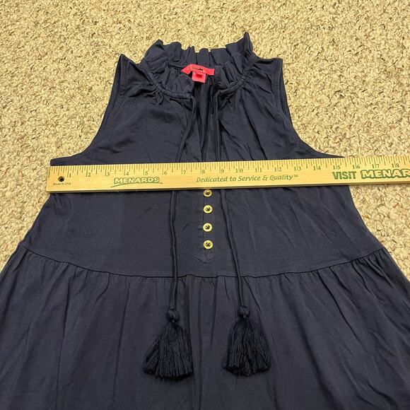 Lilly Pulitzer Malone Maxi Dress Navy Sz XS Tiered Tassels Resortwear Coastal - Picture 5 of 7